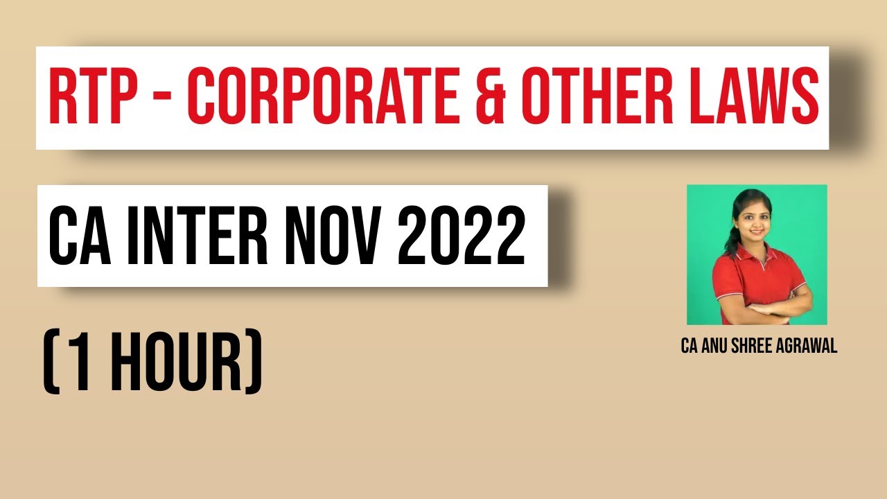 CA Inter Nov 2022 RTP Corporate & Other Laws (in English) YouTube