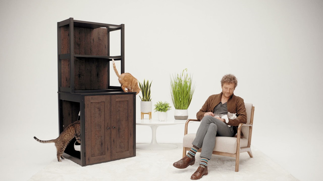 Hide the litter box with this modern cabinet | Storage Cabinet + Hutch