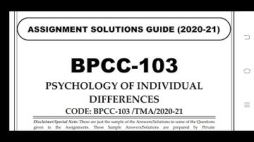 BPCC 103 Ignou Solved Assignment