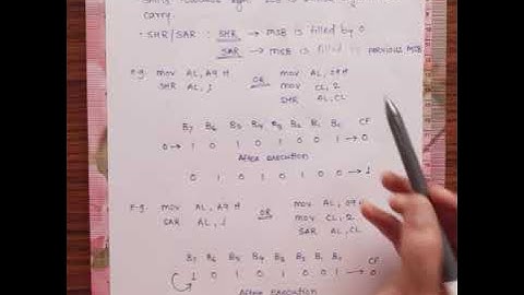 SHR/SAR shift towards right unsigned/signed instruction from 8086