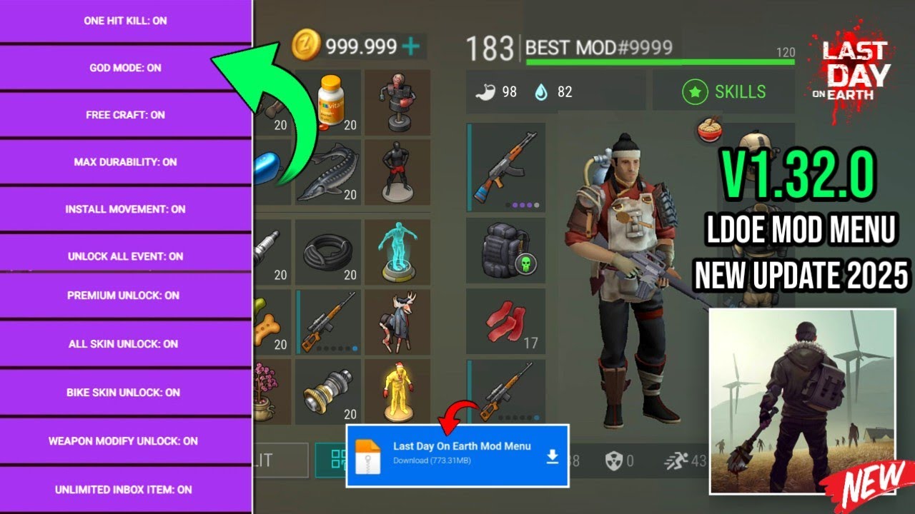LAST DAY ON EARTH MOD MENU 1.32.0 LDOE Mega Mod