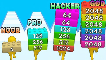NOOB VS PRO VS HACKER VS GOD  in  Brick Runner 2K48 #noobprohackergod 
