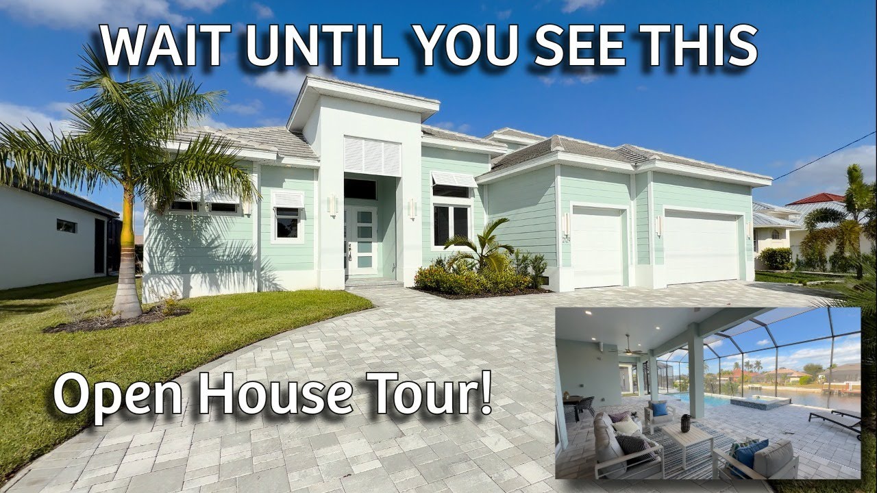 Интерьер потрясающего нового дома с выходом к Мексиканскому заливу в Кейп-Корале, Флорида.