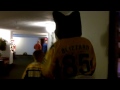 Blizzard, the charming Huskies mascot, has better access than the press does..MOV