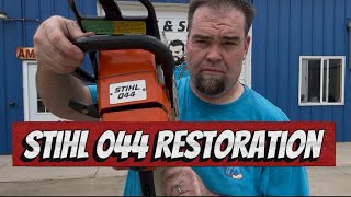 Slant Fin Stihl 044 Chainsaw Restoration Project. Replacing Piston & Cylinder On This Popular Saw