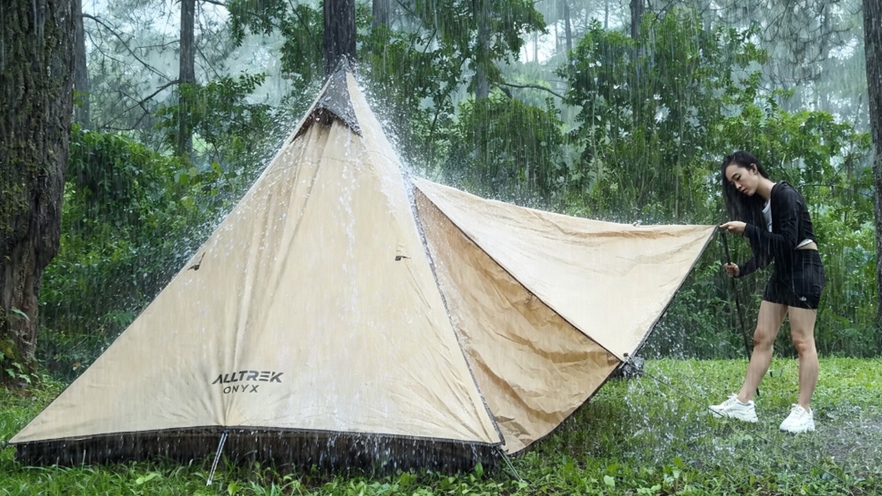 Solo Camping Trapped in Heavy Rain & Thunder All Night! ⛈️⚡