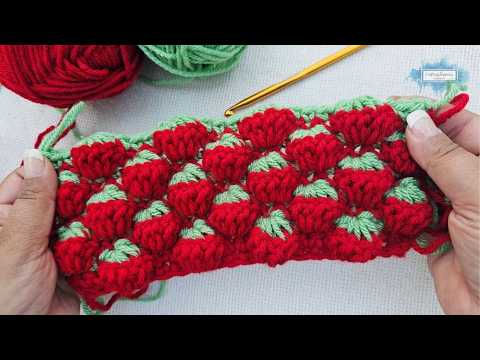 How To Crochet Strawberry Stitch Step By Step! 🍓🍓 EASY TUTORIAL FOR BEGINNERS by Crafting Happiness