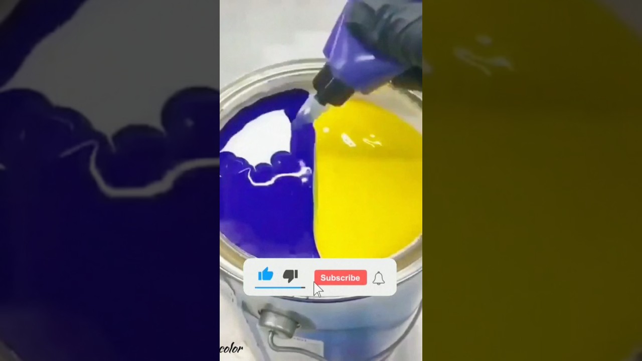 "Yellow + Dark Blue = Magic | Satisfying Paint Mix!"