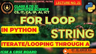 PYTHON TUTORIAL FOR BEGINNER-FOR LOOP ITERATE/LOOPING IN STRING(ITERABLE OBJECT)SEQUENCE IN PYTHON