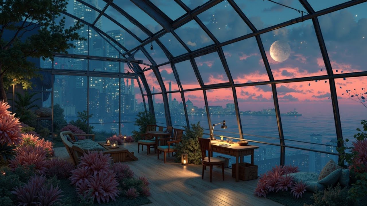 Безмятежное лунное рабочее место ~ Музыка для глубокой работы и эстетической продуктивности