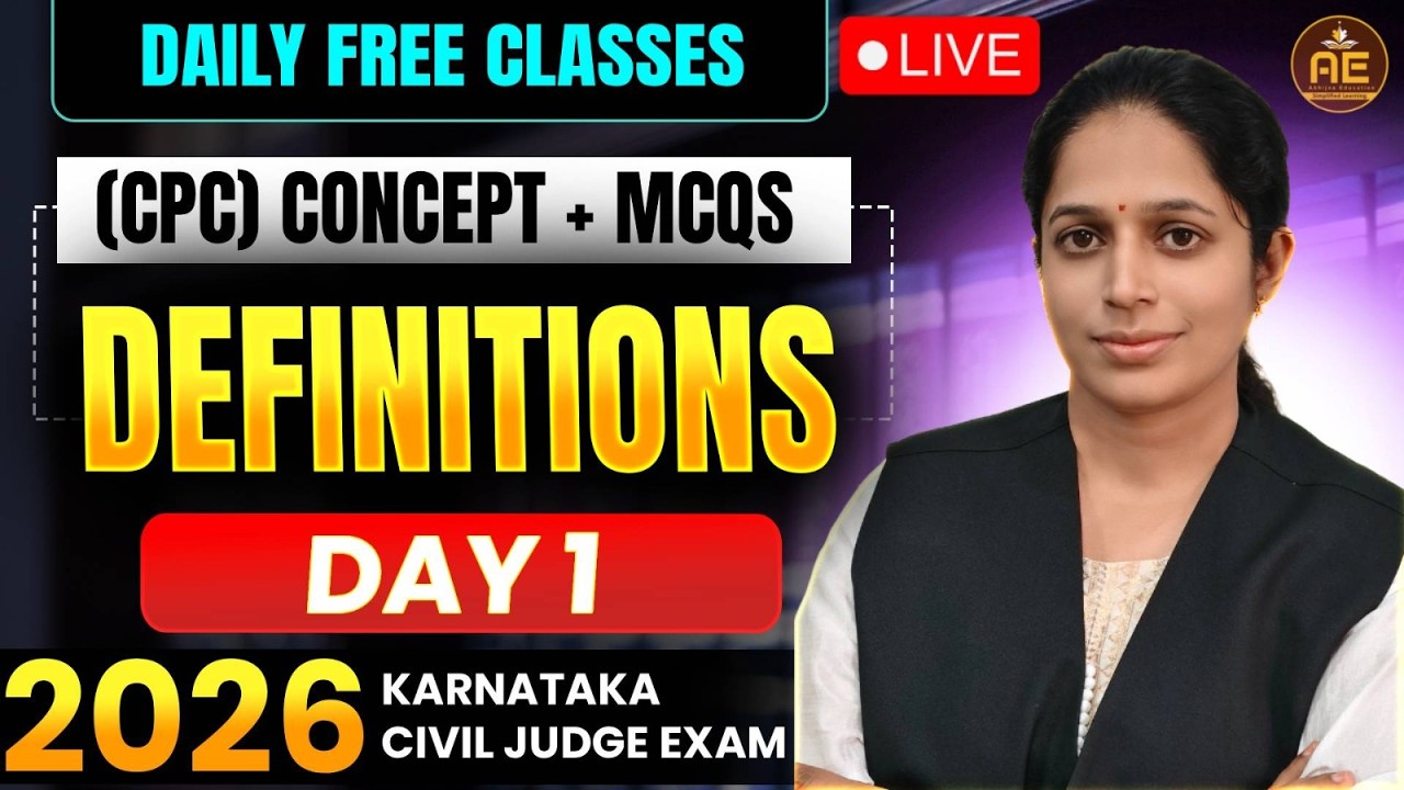 Day 1 l CPC Definitions l Daily Free Class for Karnataka Civil Judge ...