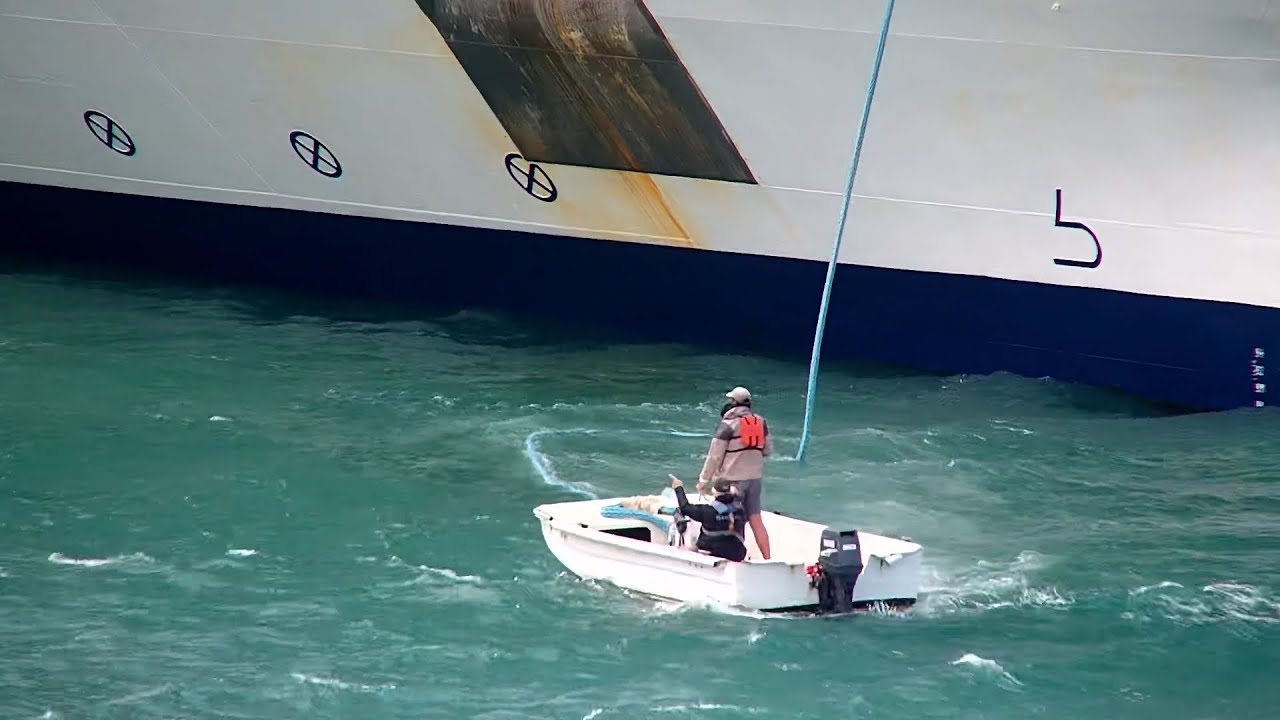 Radiance of the Seas docks in high winds.  Key West Florida - March 20 2023