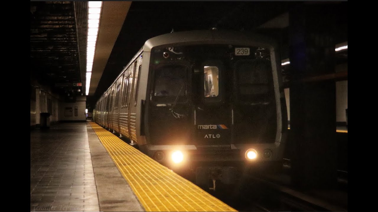 MARTA trains on the Red & Gold lines from North Springs-Lenox-Garnett