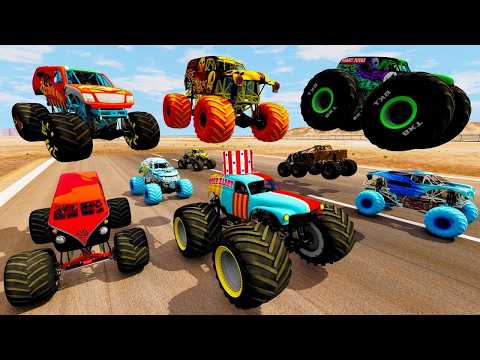 Grave Digger Bigfoot Freestyle Backflips & Rollovers Monster Trucks High Speed Jumps and Fails