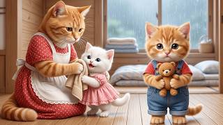 Ginger Kitten Thought Mama Cat Loved the White Kitten More… But He Was Wrong!