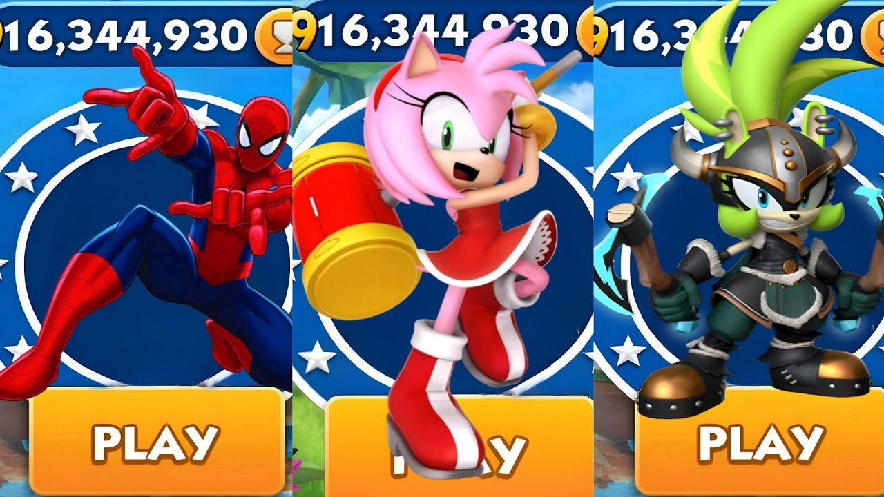 Sonic Dash - Spiderman VS Warrior Amy VS Valhalla Surge _ Movie Sonic vs All Bosses Zazz Eggman
