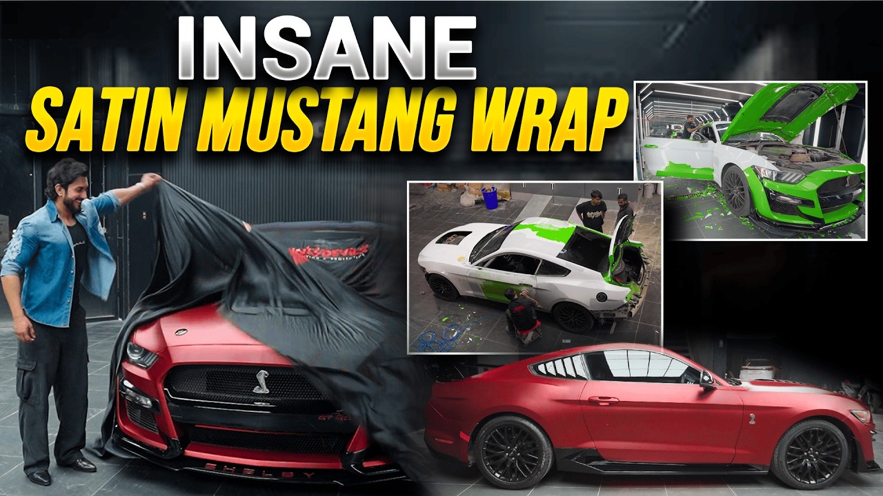 India’s Craziest Mustang Shelby Wrap!  Saint Chrome Romanée Red | HR26 Garage Transformation Gurgaon