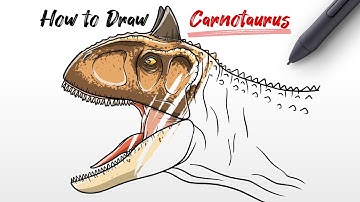 How to Draw Carnotaurus head dinosaur from Jurassic World Dominion Easy Step By Step