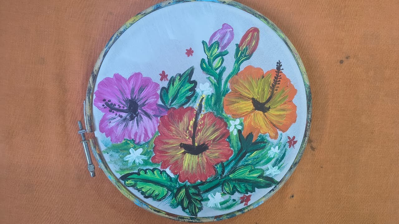 Relaxing Floral Painting on Fabric | Hibiscus Garden Tutorial 🌸 | Live Art Stream
