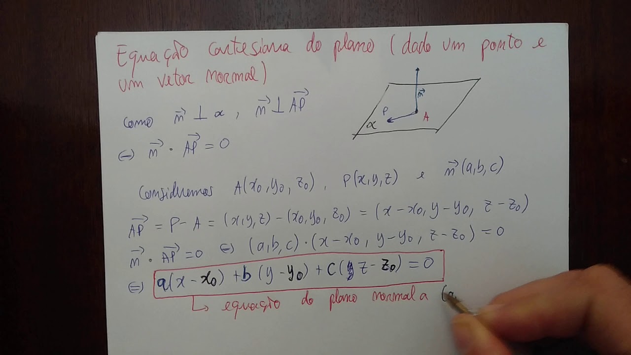 Equacao Cartesiana Do Plano Ponto Vetor Normal Youtube