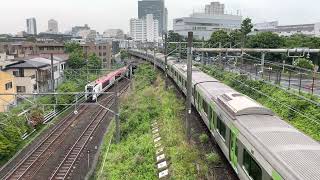 E259系 成田エクスプレス & E235系 山手線のX立体交差
