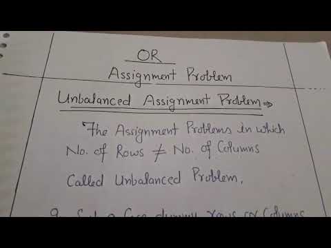 OR || ASSIGNMENT PROBLEMS || LECTURE #4 - YouTube
