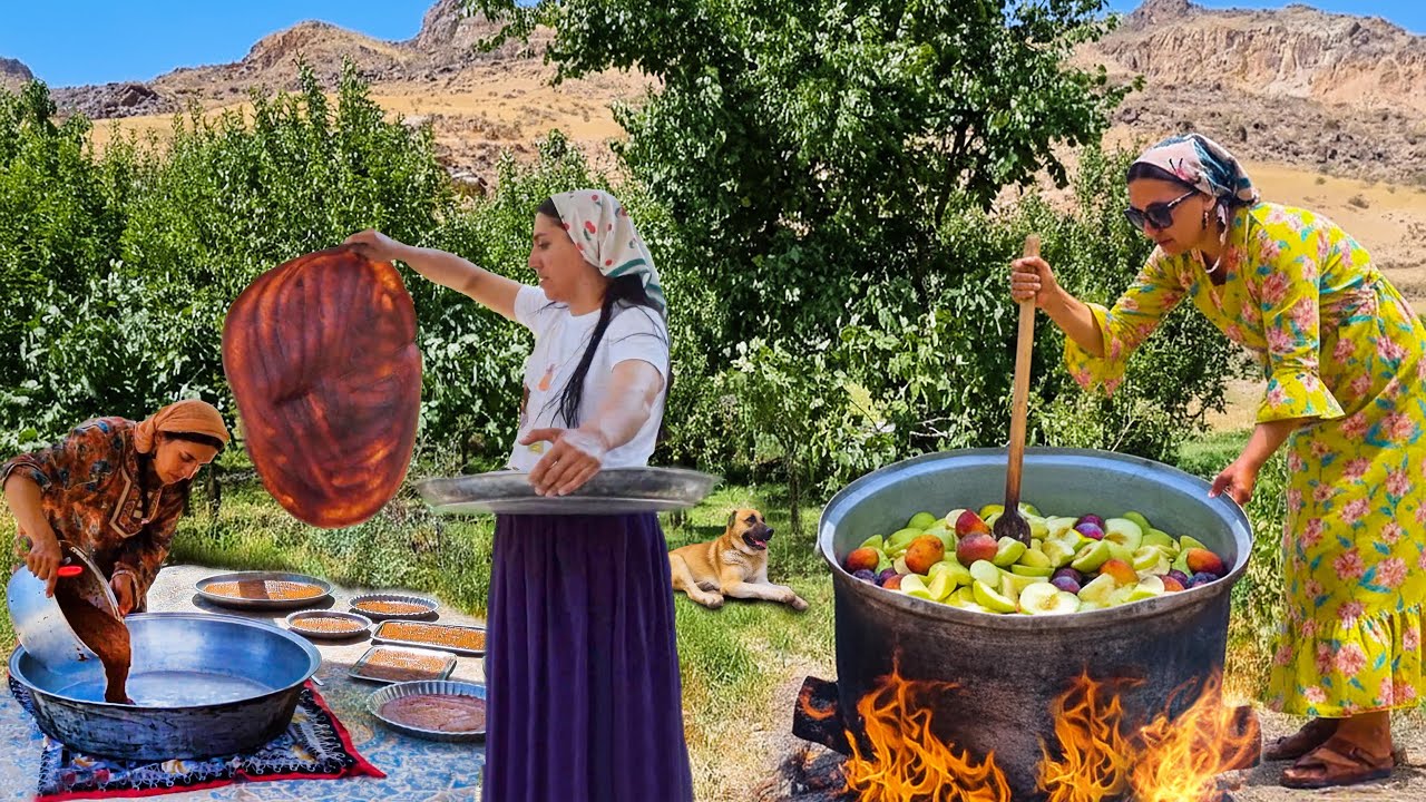 Реальная сельская жизнь девушки | Изготовление фруктовой пастилы на дровах