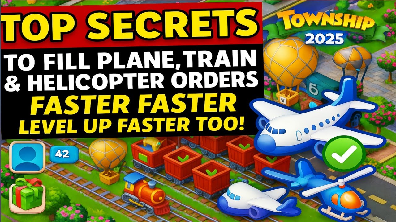 Главные секреты, как быстрее выполнять заказы на самолёты, поезда и вертолёты в Township 2025! И ...