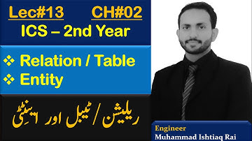 Lec#13 | ICS Part-2 Computer | Q#2.4: Table, Relation and Entity in Database | Ishtiaq Rai