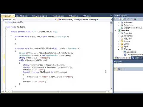 Learn ASP.NET 4.0, C# and Visual Studio 2010 Expert Skills Lesson 9-8: Read data from a CSV file