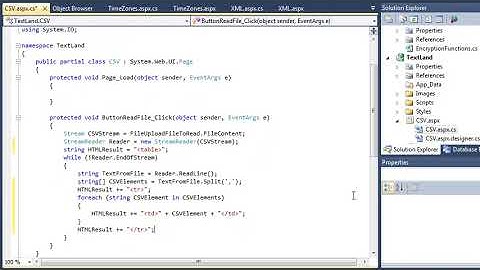 Learn ASP.NET 4.0, C# and Visual Studio 2010 Expert Skills Lesson 9-8: Read data from a CSV file