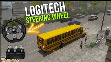 Playing Bus Driver Sim 22 with the Logitech Steering Wheel. School Bus Gameplay