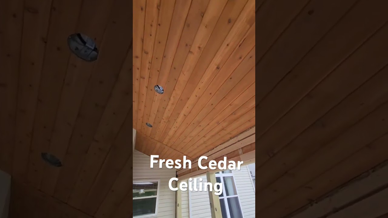 Cedar ceiling on covered deck