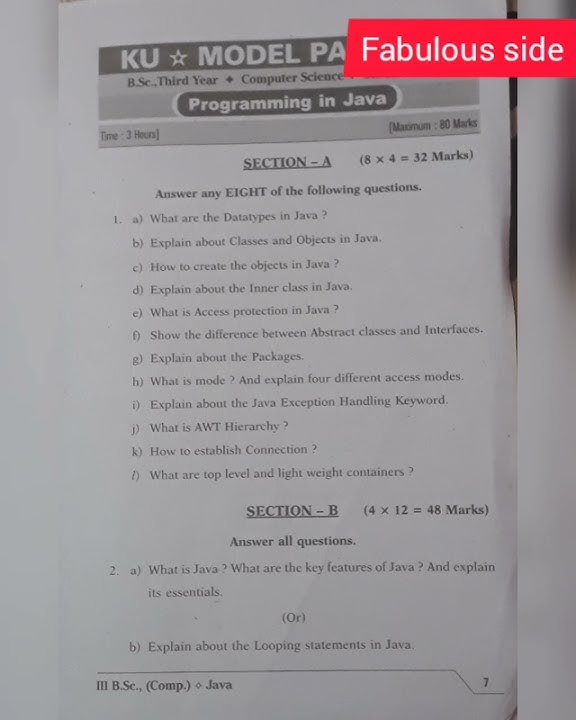 programming in java 5th semester || important question papers 2020 ...