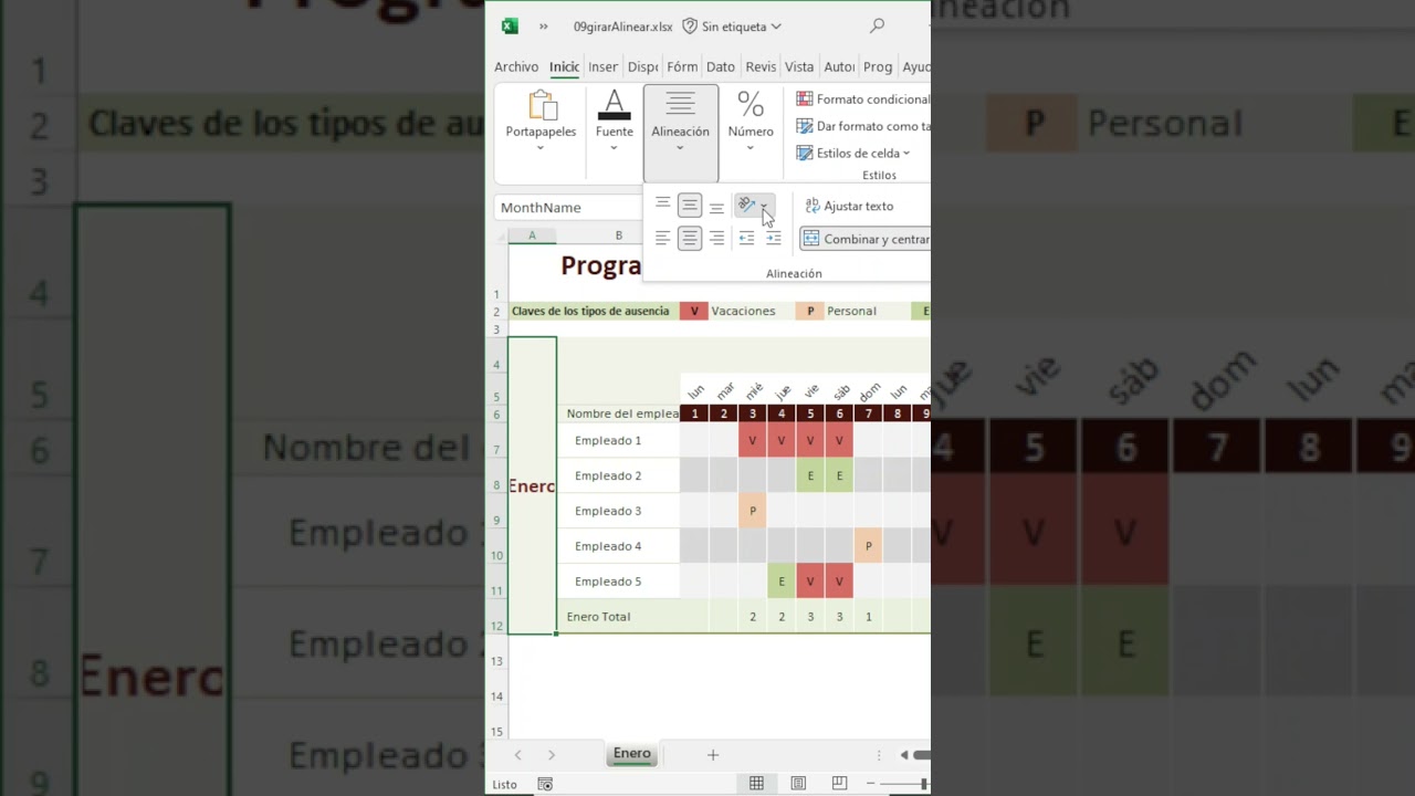Aprenderemos a Girar y Alinear los textos en las celdas 