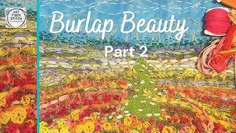 Use yarn scraps to make a landscape on burlap. Part 2 shows you the end result of our needlework.