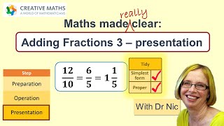 Adding Fractions 3 - Presentation - Maths made really clear with Dr Nic #Fractions