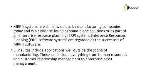 General concepts MRP and MRP 2 - MRP, MRP II, ERP - Production Planning and Control