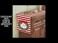 VIKAMA Red Striped Floral Garland Festive Table Runner, Winter Christmas Season Kitchen Dining Room