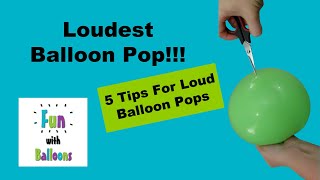 Loudest Balloon Pop - 5 Tips For Loud Balloon Pops
In this video, Im going to show you how to pop the loudest balloon. Im also going to show you 5 tips so you can get the most bang for your buck when popping your balloons.
In a previous video I showed you how to pop a balloon quietly but in this video I will show you how to pop a balloon loudly.
Balloon Pump: https://amzn.to/3PUhEDb
We are a participant in the Amazon Services LLC Associates Program, an affiliate advertising program designed to provide a means for us to earn fees by linking to Amazon.com and affiliated sites.
Balloon Blog: https://FunWithBalloons.net
Like us on Facebook: https://www.facebook.com/FunWBalloons
Instagram: https://www.instagram.com/fun_with_balloons/?hl=en
Pinterest: https://pin.it/2DYXTKi
Send A Tip: https://colossal-architect-9149.ck.page/products/tip-jar-keep-up-the-good-work
Thanks For Watching!
Fun With Balloons!
Intro Credits:
Carefree - Kevin MacLeod (incompetech.com)
Licensed under Creative Commons: By Attribution 3.0 License
http://creativecommons.org/licenses/by/3.0/ Loudest Balloon Pop - 5 Tips For Loud Balloon Pops