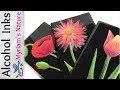 52]  Using ALCOHOL INKS on BLACK or Dark SURFACES - Easy Flower TUTORIAL