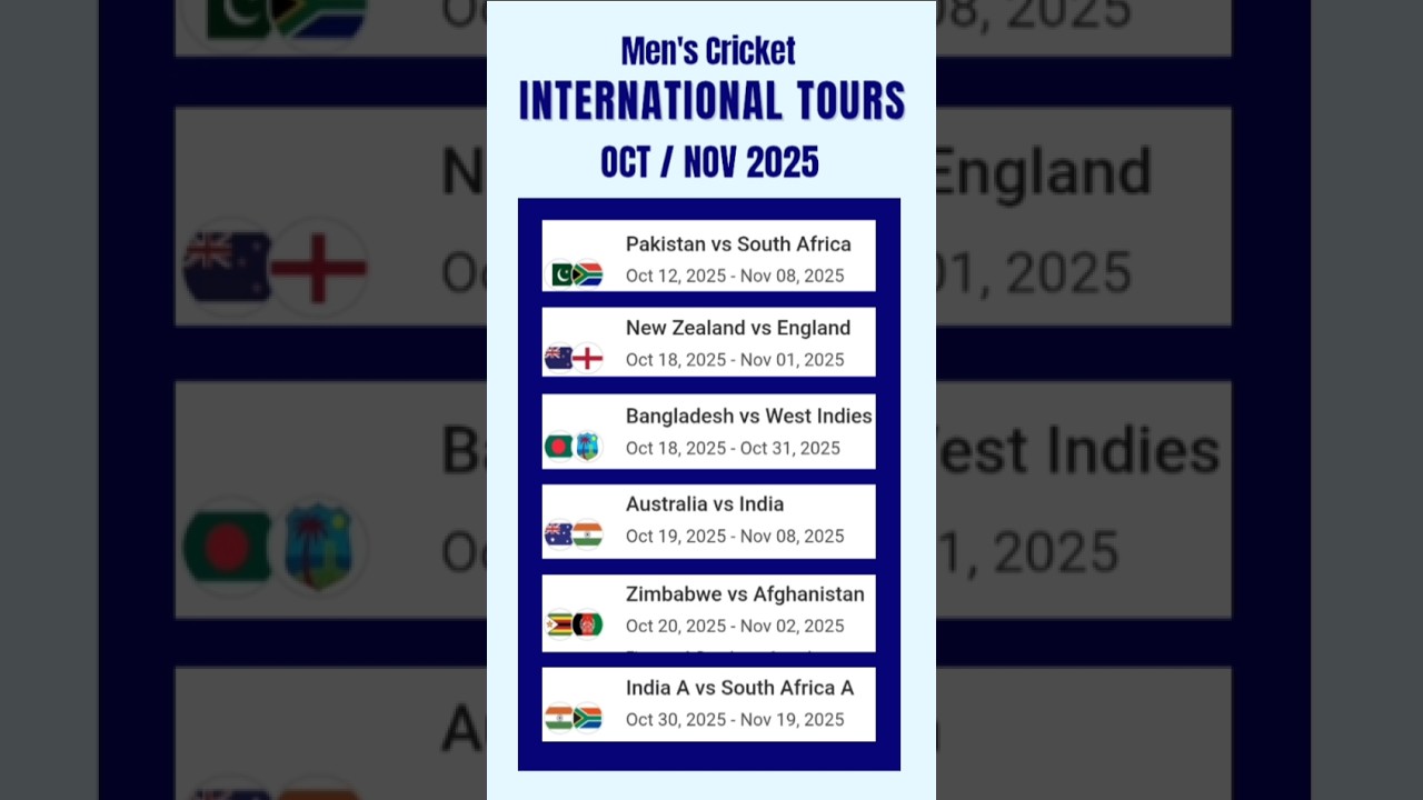 Men's Cricket International Tours Oct-Nov 2025