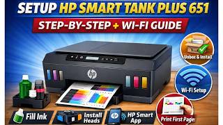 HP Smart Tank Plus 651 Printer  Setup | Unboxing to First Print!