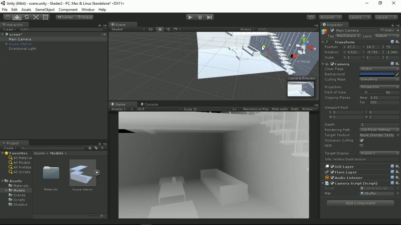Unity shader : Grayscale depending Z-Buffer value - YouTube
