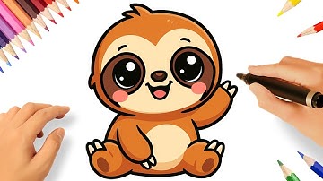 HOW TO DRAW A CUTE SLOTH EASY 🦥| KAWAII ANIMALS