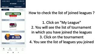 How to Check The List of Joined Leagues Tutorial - Whomp Cricket Auction screenshot 5