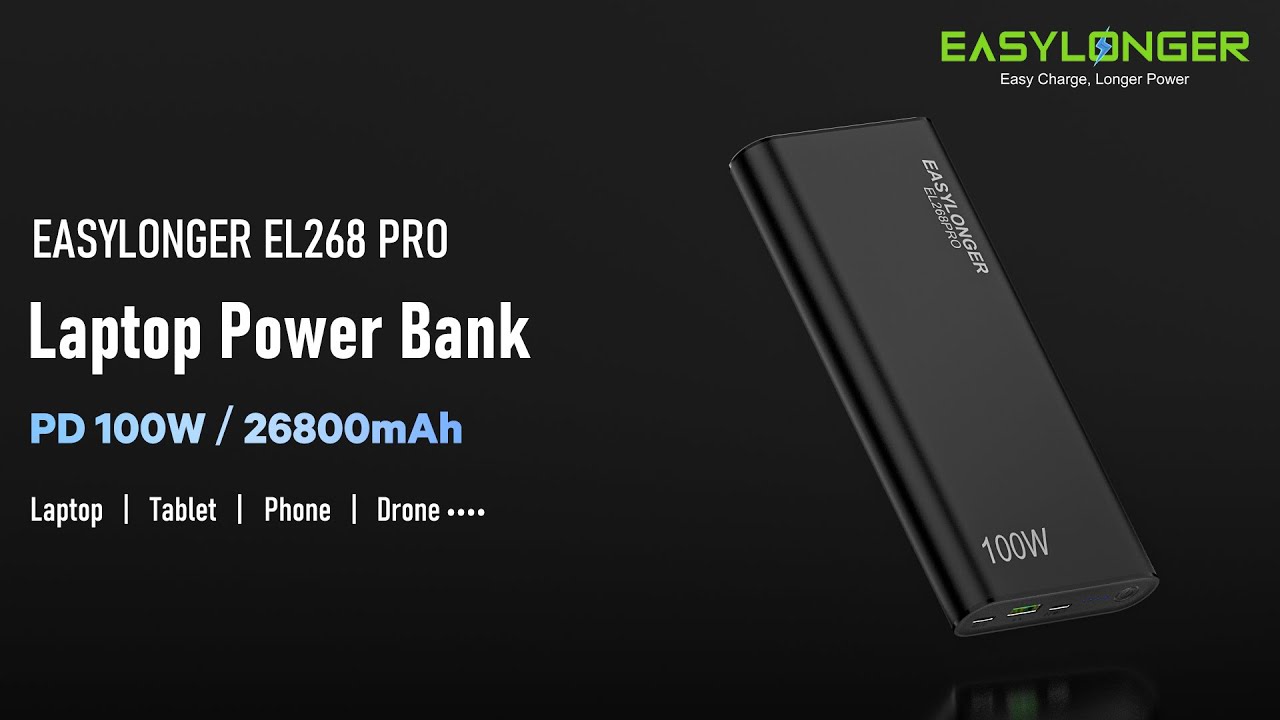 EASYLONGER Laptop Power Bank, PD 100W 26800mAh Portable Laptop Charger