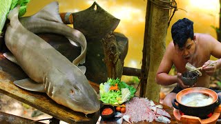 15 Pound Shark Fish from beach make delicious BBQ - Cleaning Blacktip Shark Fish Cutting for Soup