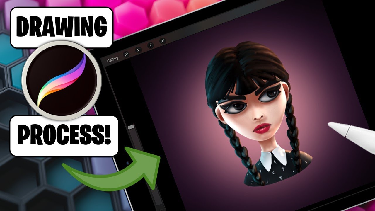 How to draw Wednesday Addams in Procreate