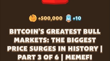 Bitcoin’s Greatest Bull Markets: The Biggest Price Surges In History|Part 3 Of 6 |Memefi  Video Code